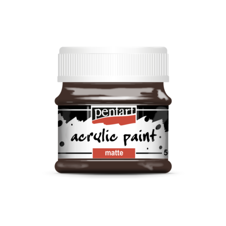 Vopsea acrilica Pentart Matt, maro inchis, 50 ml