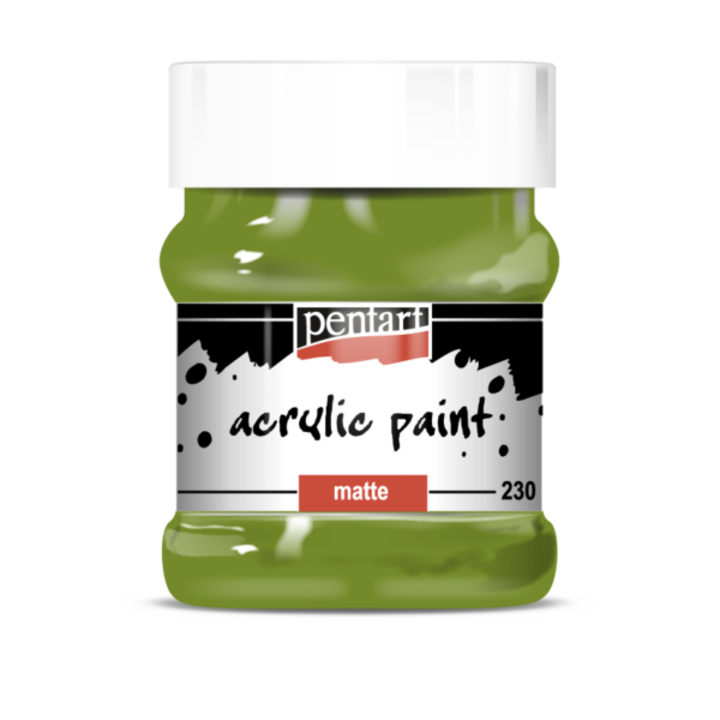Vopsea acrilica Pentart Matt, masline, 230 ml