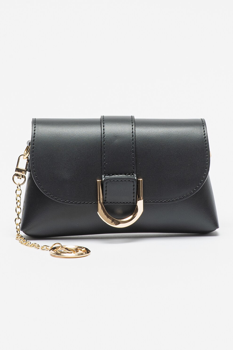 Antonia Moretti, Geanta din piele cu bareta de umar din lant, Negru