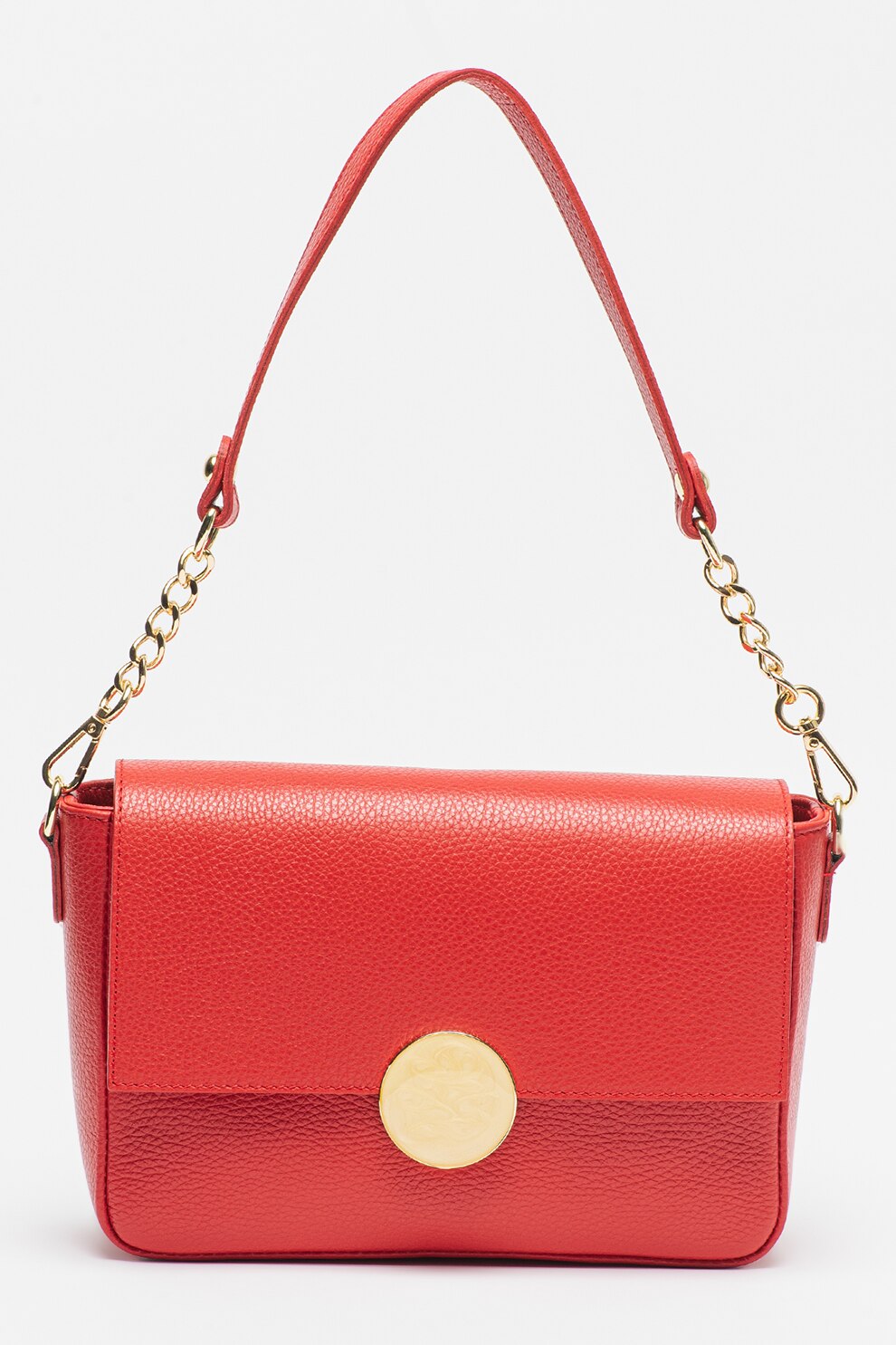 Chiara Canotti, Geanta crossbody din piele cu accesoriu logo detasabil, Tomato