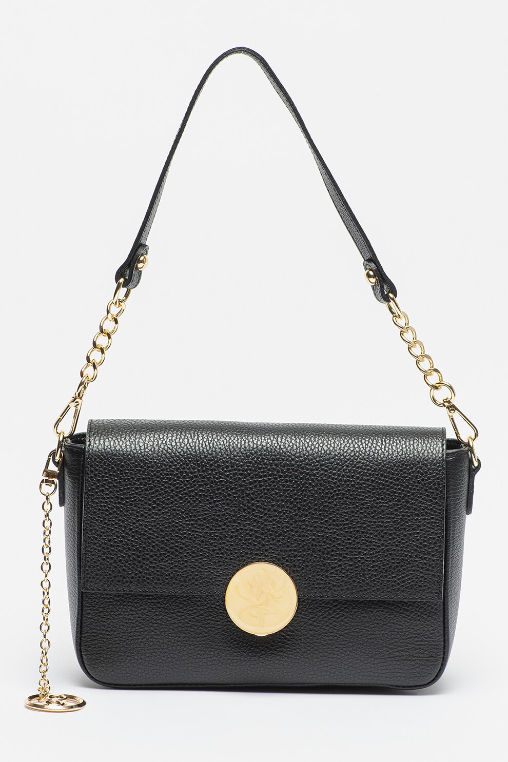 Chiara Canotti, Geanta crossbody din piele cu accesoriu logo detasabil, Negru