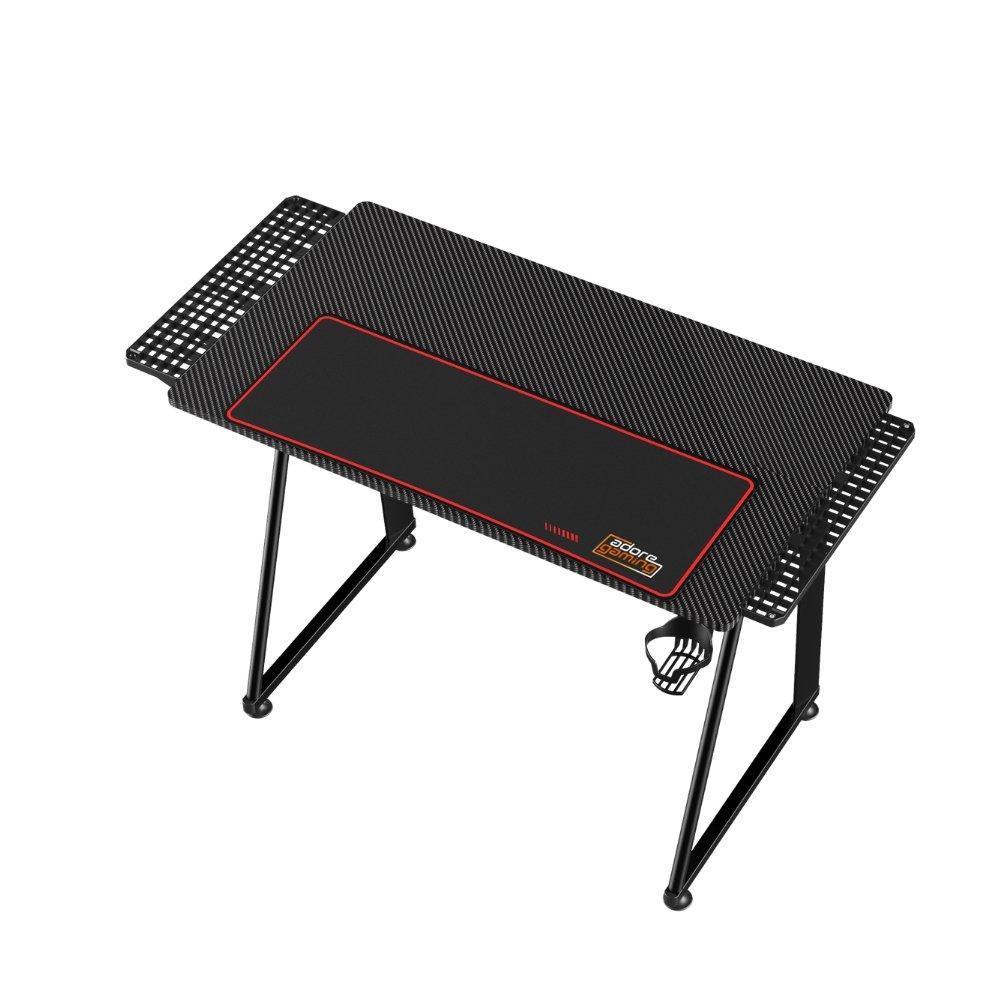 Birou Gaming Adore SMART SERIES, 110 x 60 x 75 cm, suprafata negru carbon, mousepad 80x30 cm, suport pentru casti si pahar