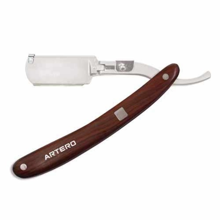 Сгъваем бръснач ARTERO, с дървена дръжка, универсални ножчета barber razor