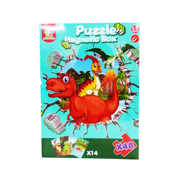 Mágneses puzzle VRZ Dinosaurs Mágneses könyv, 48 darab