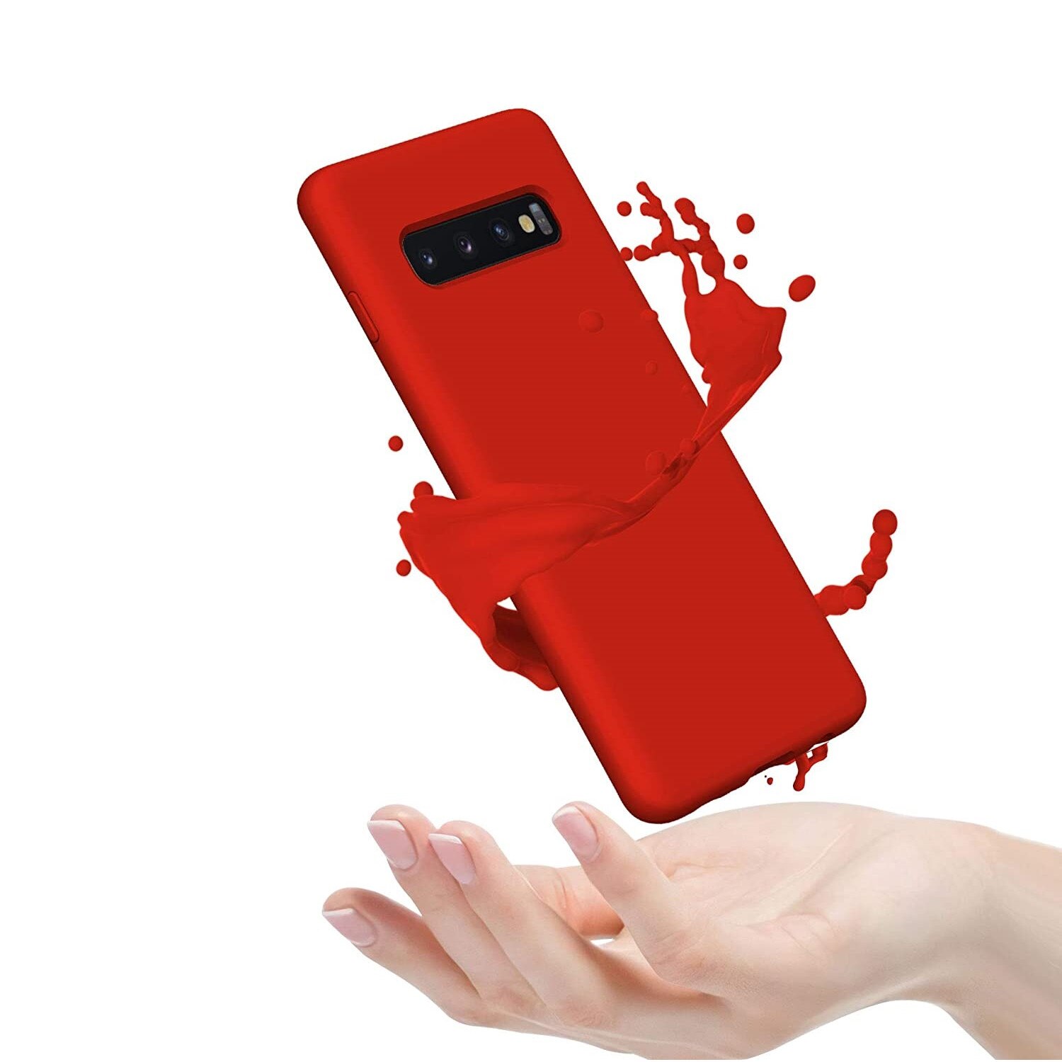 Husa din silicon ultra-slim cu microfibra pe interior, compatibila cu Samsung Galaxy S10 Plus / Rosu