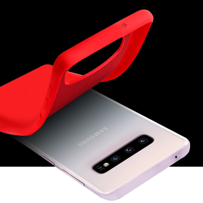 Husa din silicon ultra-slim cu microfibra pe interior, compatibila cu Samsung Galaxy S10 Plus / Rosu