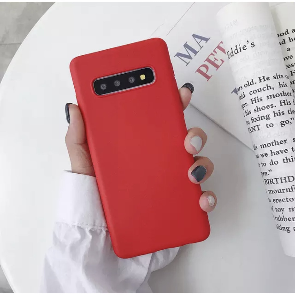 Husa din silicon ultra-slim cu microfibra pe interior, compatibila cu Samsung Galaxy S10 Plus / Rosu