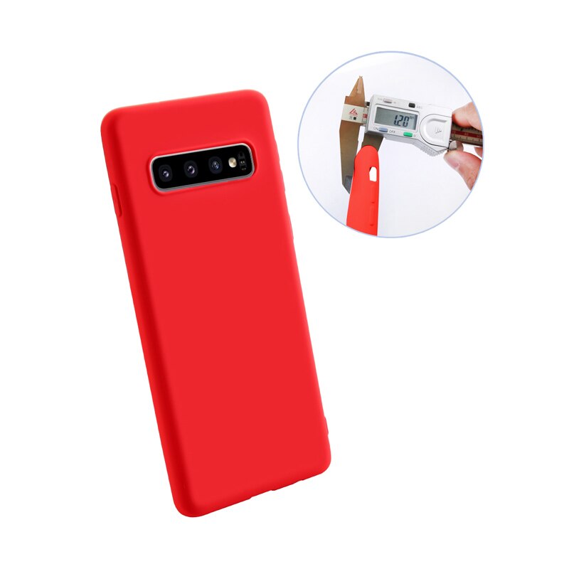 Husa din silicon ultra-slim cu microfibra pe interior, compatibila cu Samsung Galaxy S10 Plus / Rosu
