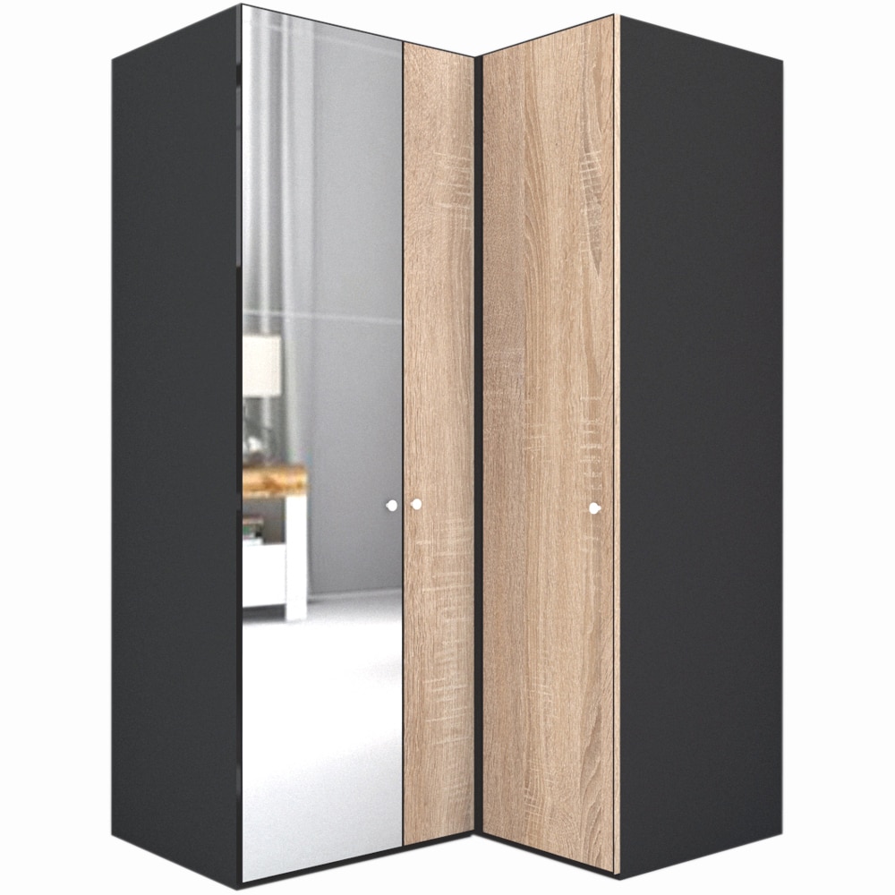 Dulap de Colt Genarom LEX Model B, Decor 3025 / Oglinda, 145-117 x 218 x 66 cm