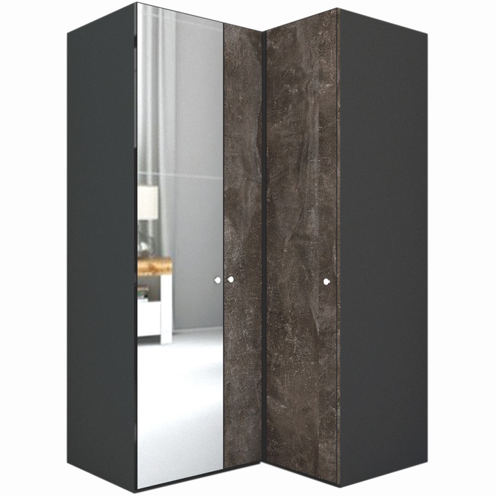 Dulap de Colt Genarom LEX Model B, Decor 4299 / Oglinda, 145-117 x 240 x 66 cm