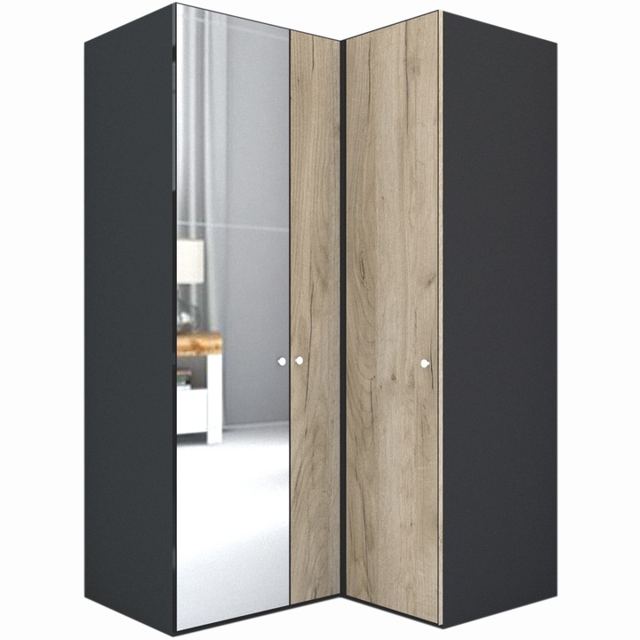 Dulap de Colt Genarom LEX Model B, Decor K002 / Oglinda, 145-117 x 240 x 66 cm