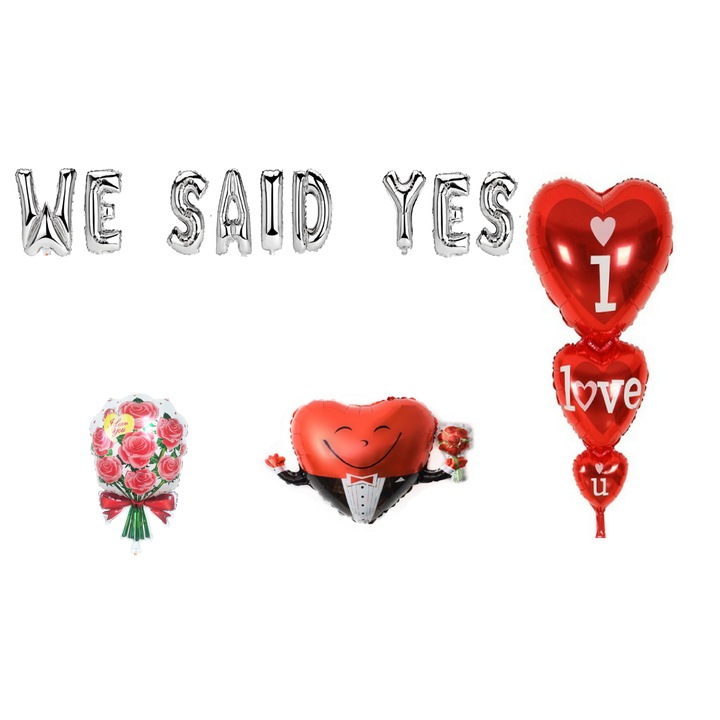 Igent mondtunk lufi készlet, tortalapos ajándék, 13 db, ezüst