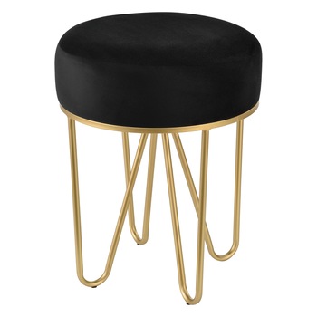 Taburet, en.casa, Vanersborg, 46 x 35 cm, metal/bumbac, 100 kg, negru/galben aramiu Taburet, en.casa, Vanersborg, 46 x 35 cm, metal/bumbac, 100 kg, negru/galben aramiu