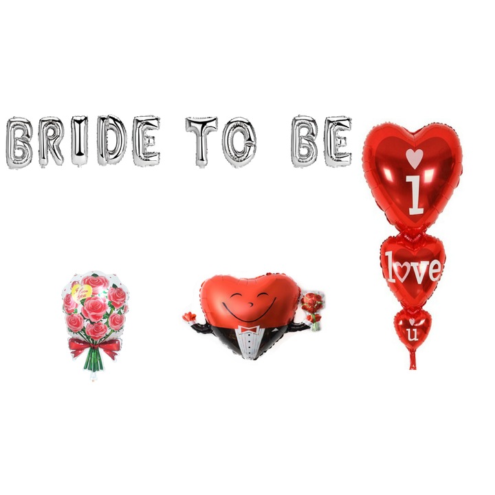 Комплект балони Bride To Be, подарък за покривало за торта, 12 части, сребро