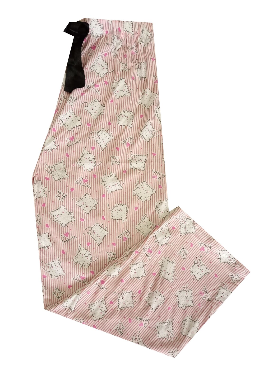 Pantaloni lungi de pijama,imprimeu biscuiti, Roz