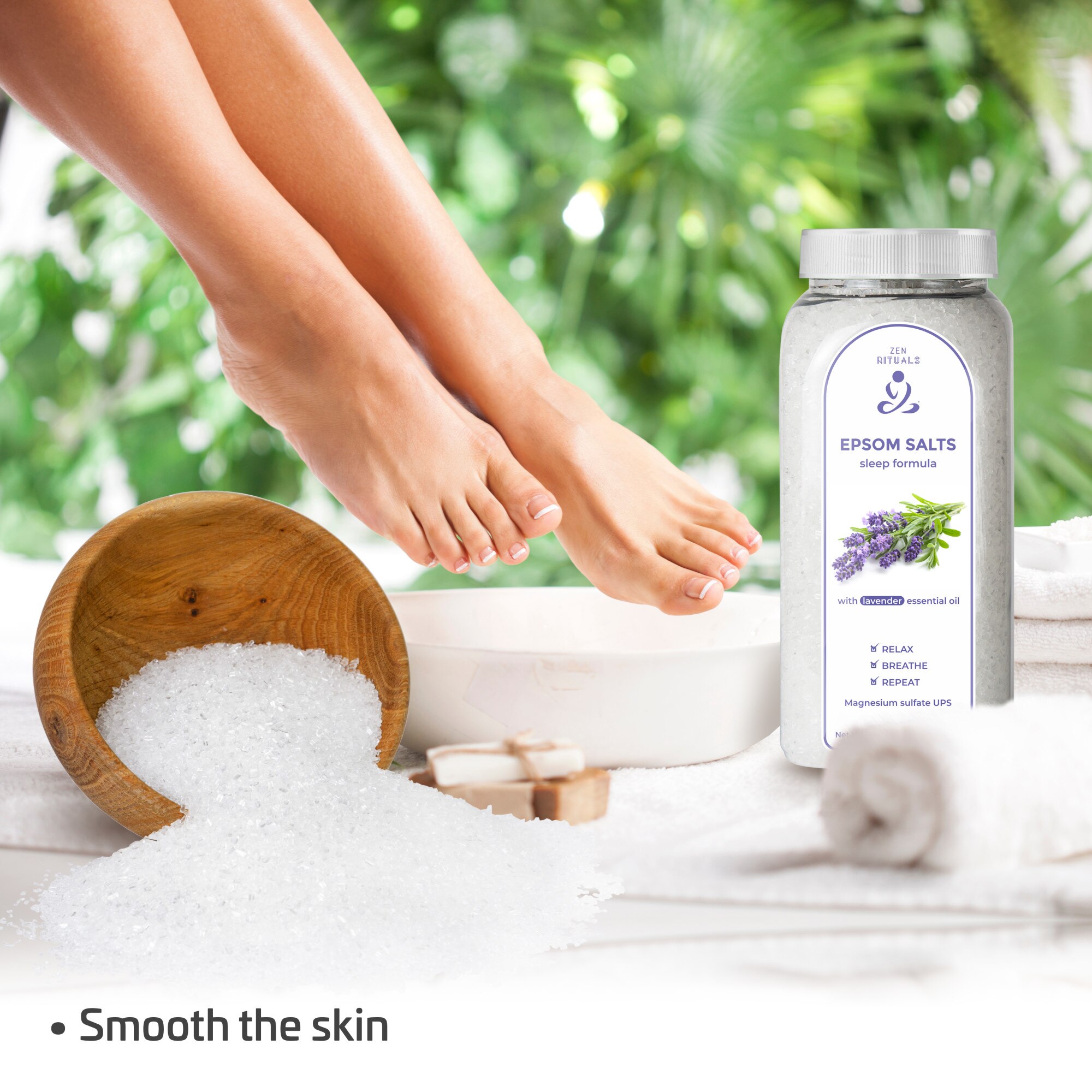 Zen Rituals Salt Комплект Zen Rituals, 3 контейнера Epsom соли за баня с етерични масла ...