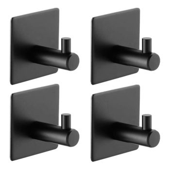 Set 4 carlige adezive, Inox, Negru
