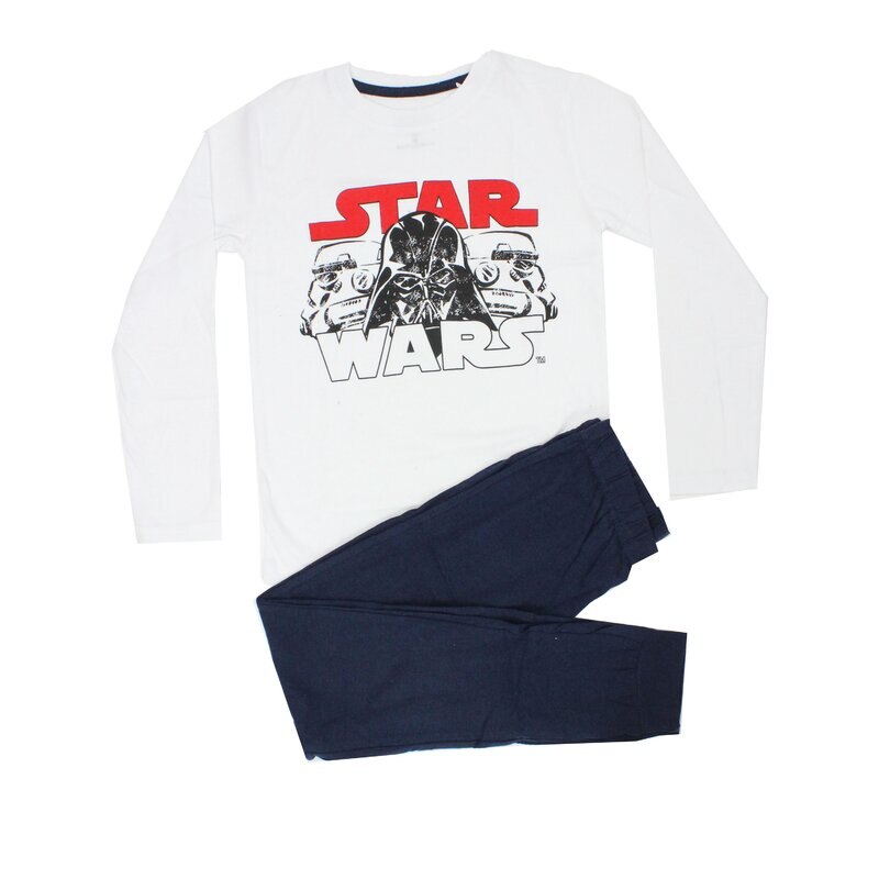 Pijama maneca lunga, bumbac, Star Wars, alba
