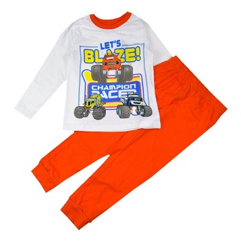Pijama maneca lunga, bumbac, Let s Blaze, portocaliu 128 CM Pijama maneca lunga, bumbac, Let s Blaze, portocaliu 128 CM