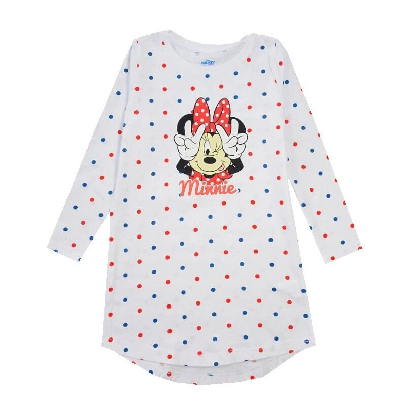 Camasa de noapte, maneca lunga, bumbac, Minnie alba 128 CM