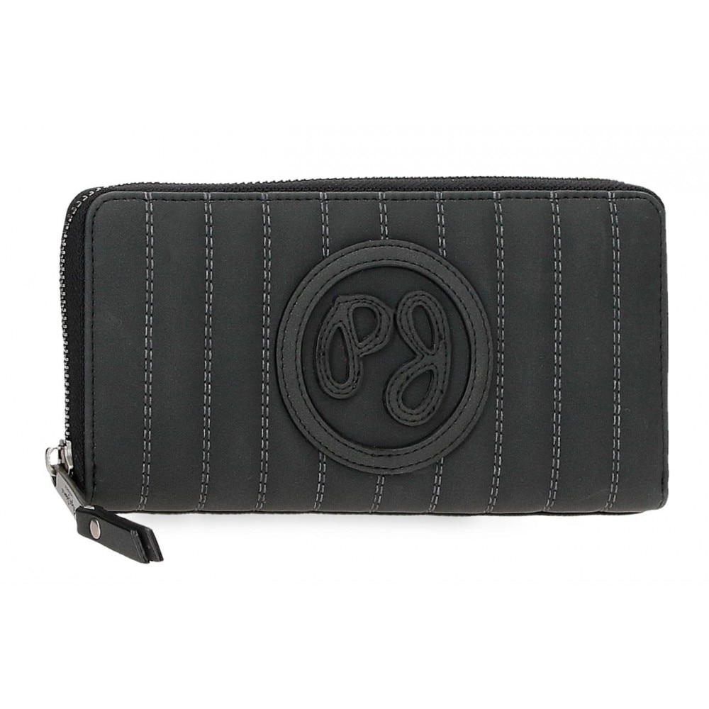 Portofel dama, cu fermoar, Pepe Jeans Lia, negru, 18x10x2 cm
