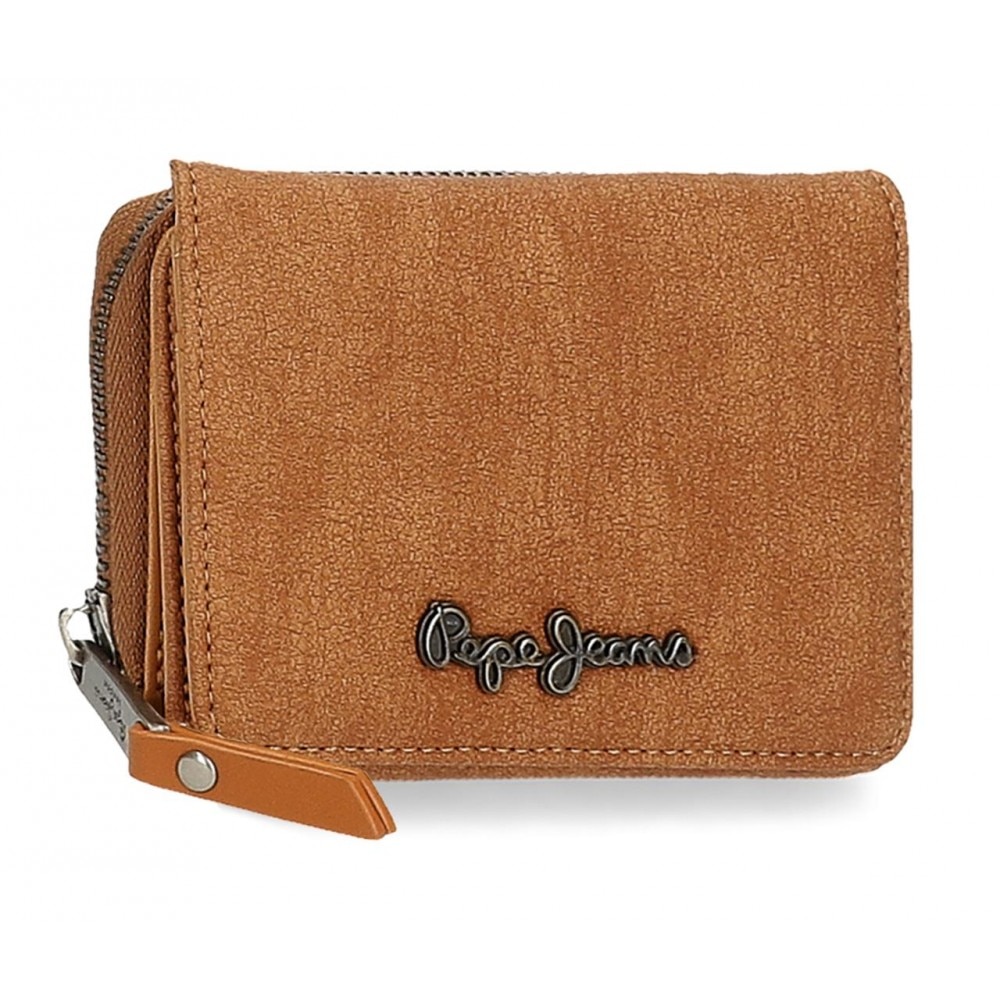 Portofel dama Pepe Jeans Aure, maro, 10x8x3 cm
