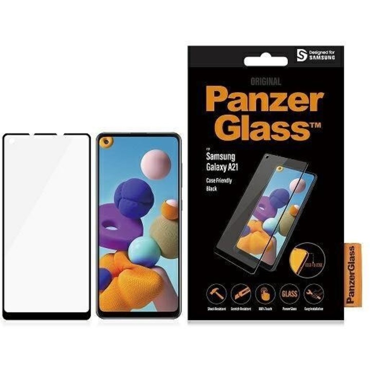 Протектор PanzerGlass E2E Regular за Samsung A21, A215, черен