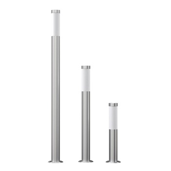 Set de 3 lampi de exterior, vidaXL, Otel inoxidabil, E27, IP44, Argintiu Set de 3 lampi de exterior, vidaXL, Otel inoxidabil, E27, IP44, Argintiu