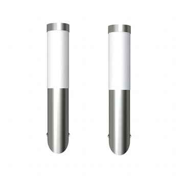 Set de 2 lampi de exterior, vidaXL, Otel inoxidabil, 6 x 36 cm, IP44, E27, Argintiu Set de 2 lampi de exterior, vidaXL, Otel inoxidabil, 6 x 36 cm, IP44, E27, Argintiu