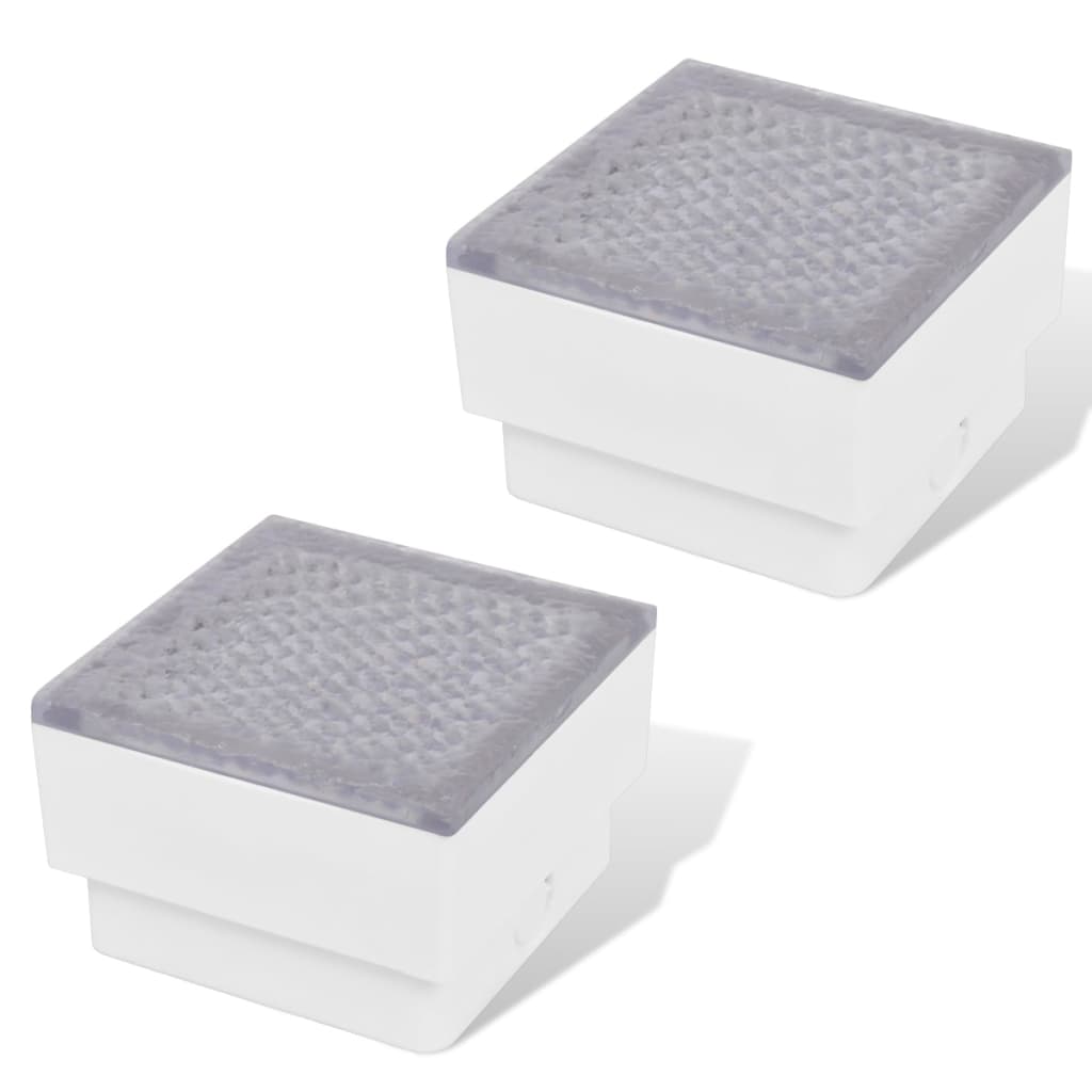 Set de 2 lampi iluminat incastrabil cu LED, vidaXL, Plastic, IP67, 100 x 100 x 68 mm, Alb