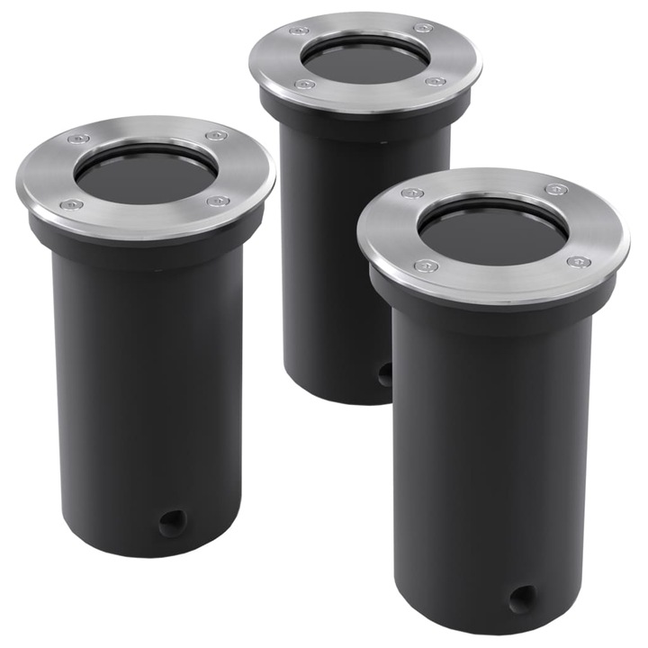 3 db süllyesztett kültéri lámpa készlet, vidaXL, Rozsdamentes acél, 10,8 x 10,8 x 7,5 cm, IP67, Ezüst