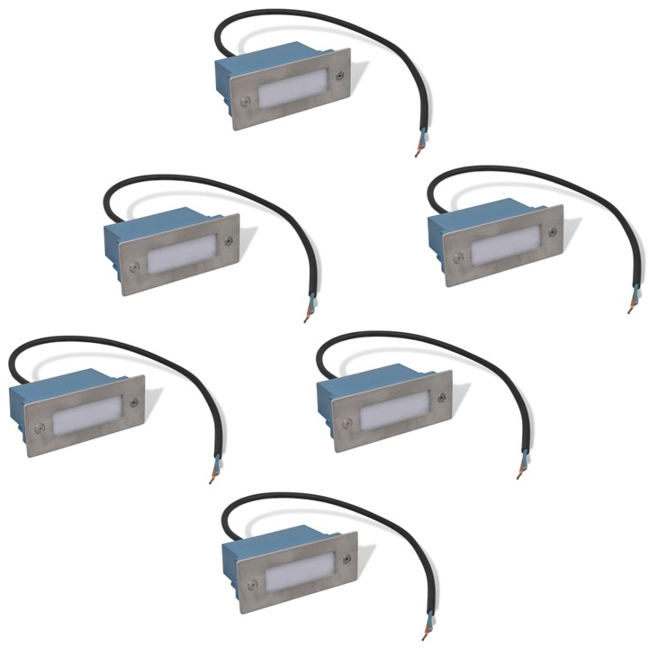 Set corpuri de iluminat trepte cu LED vidaXL, 44 x 111 x 56 mm, 6 piese