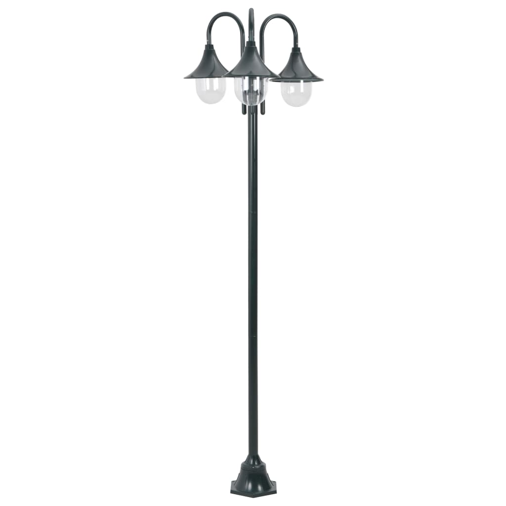 Lampa iluminat de gradina cu 3 lampi, vidaXL, Aluminiu, 25 x 220 cm, IP44, E27, Verde inchis
