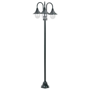 Lampa iluminat de gradina cu 3 lampi, vidaXL, Aluminiu, 25 x 220 cm, IP44, E27, Verde inchis Lampa iluminat de gradina cu 3 lampi, vidaXL, Aluminiu, 25 x 220 cm, IP44, E27, Verde inchis