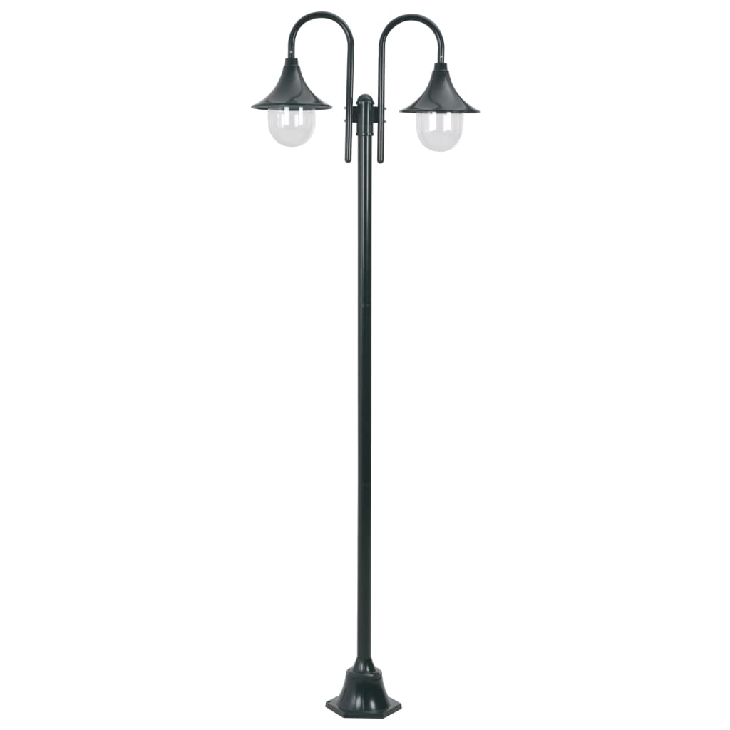 Lampa iluminat de gradina cu 2 lampi, vidaXL, Aluminiu, 25 x 220 cm, IP44, E27, Verde inchis