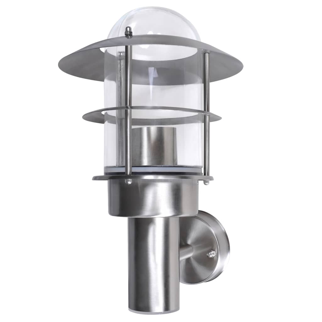 Lampa de exterior, vidaXL, Otel inoxidabil, 180 x 200 x 285 mm, E27, Argintiu