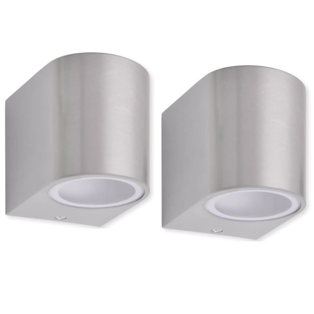 Set de 2 lampi de exterior, vidaXL, Aluminiu, 6.6 x 9.5 x 8 cm, GU10, IP44, Argintiu