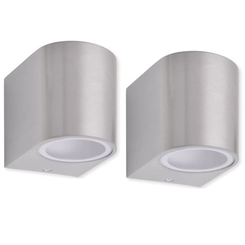 Set de 2 lampi de exterior, vidaXL, Aluminiu, 6.6 x 9.5 x 8 cm, GU10, IP44, Argintiu Set de 2 lampi de exterior, vidaXL, Aluminiu, 6.6 x 9.5 x 8 cm, GU10, IP44, Argintiu