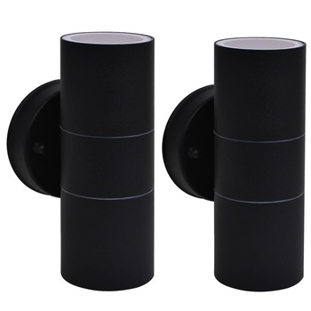 Set de 2 lampi de exterior, vidaXL, Otel inoxidabil, 90 x 110 mm, Negru Set de 2 lampi de exterior, vidaXL, Otel inoxidabil, 90 x 110 mm, Negru