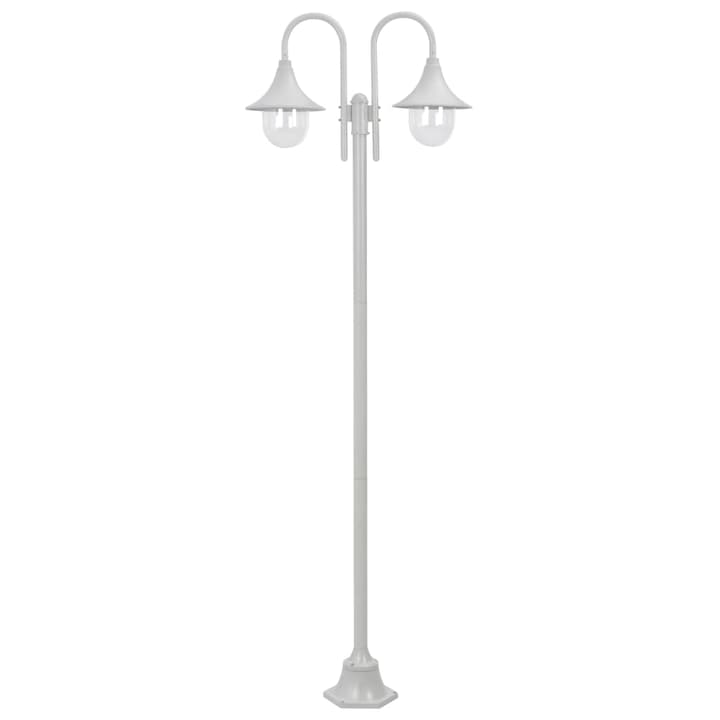 Стълб за градинско осветление с двойна лампа vidaXL, Алуминий, 25 x 220 см, E27, IP44, Бял