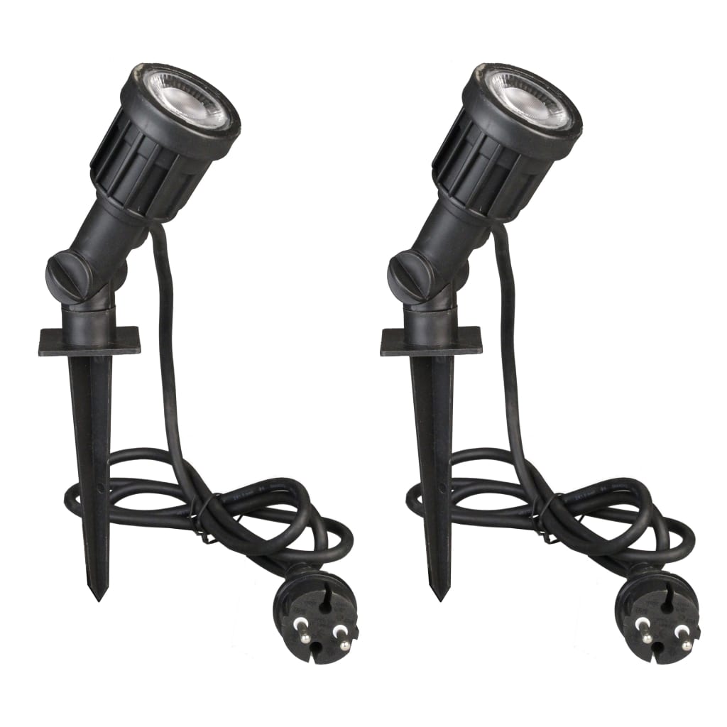 Set de 2 proiectoare de gradina cu LED, Luxform, Plastic, LUX9522D.01, 5,5 x 5,5 x 26,2 cm, Negru