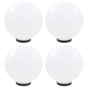 Set de 4 lampi de exterior glob cu LED, vidaXL, Polimetil metacrilat, 30 cm, E27, IP44, Alb Set de 4 lampi de exterior glob cu LED, vidaXL, Polimetil metacrilat, 30 cm, E27, IP44, Alb