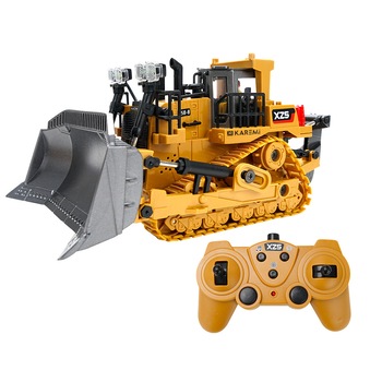 Excavator realist cu telecomanda, Karemi, 1:24, cupa din aliaj, cablu USB, galben, 010 Excavator realist cu telecomanda, Karemi, 1:24, cupa din aliaj, cablu USB, galben, 010