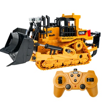 Excavator realist cu telecomanda, Karemi, 1:24, cupa din aliaj, cablu USB, galben, 011 Excavator realist cu telecomanda, Karemi, 1:24, cupa din aliaj, cablu USB, galben, 011