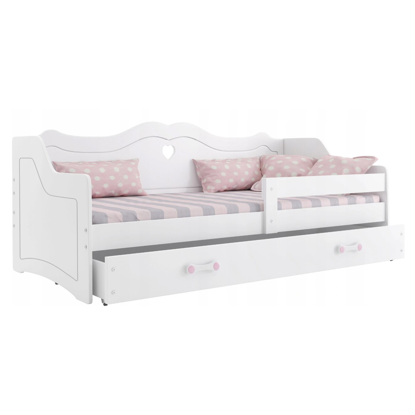 Pat pentru copii LILI 160x80, saltea, sertar /alb