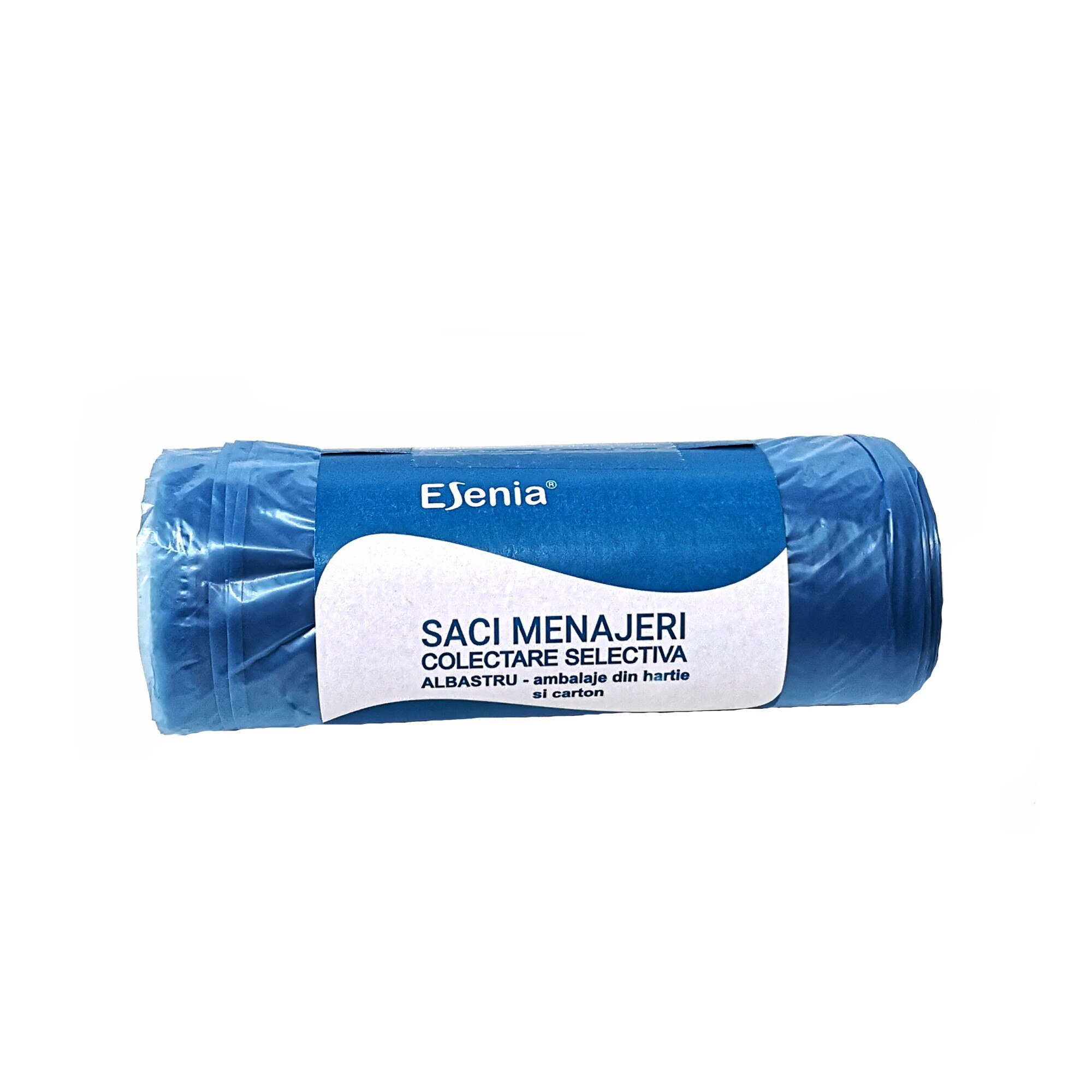 Saci menajeri pentru colectare selectiva, hartie/ carton, capacitate 60L, 60x80 cm, 20 buc/ rola, culoare albastra