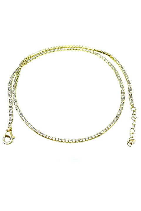 Colier tennis din argint auriu cu zirconiu alb, Agavi