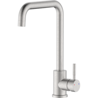 Baterie inalta pentru bucatarie IdroBric Brooklyn, tip lebada, monocomanda, pipa orientabila, cu perlator, debit 6 l/min, cartus ceramic, otel inoxidabil, Crom mat