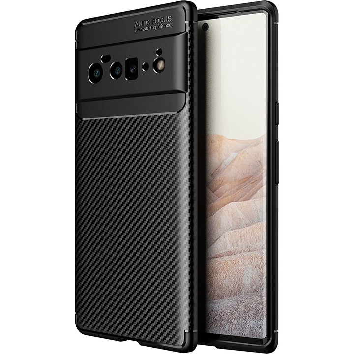 Husa Premium Antisoc model Carbon, compatibila cu Google Pixel 6 Pro / Negru