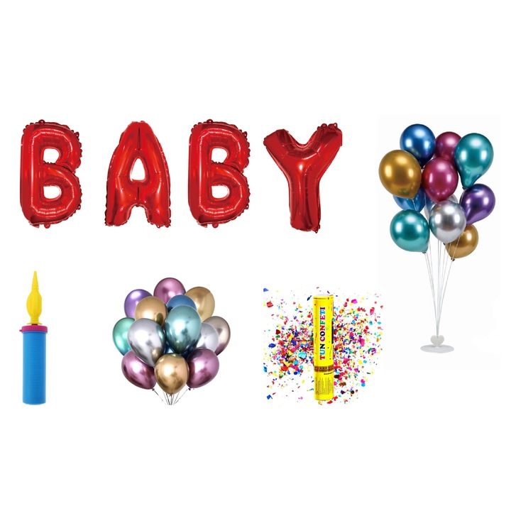 Baba lufi készlet, tortalapos ajándék, 65 darab, piros